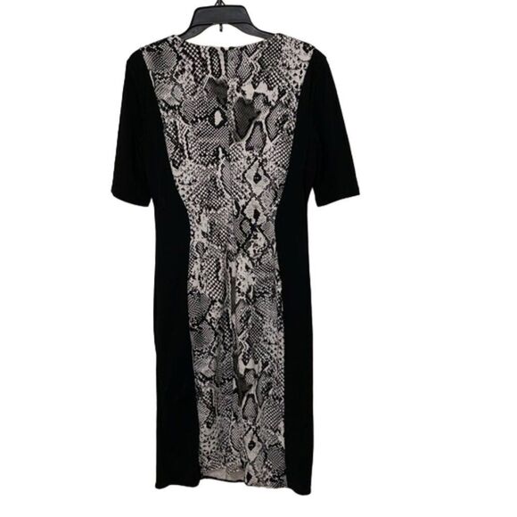 Maggy London Black Snakeskin Print Knit Sheath Dress Womens Size 10 Career - Picture 7 of 10